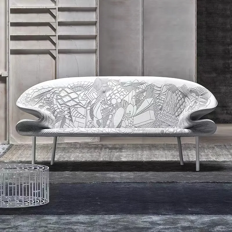 

Light luxury fiberglass graffiti leisure sofa armrest chair model room living room