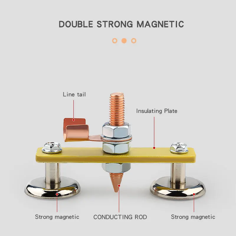 Welding Magnet Head Magnet Double Head Magnetic Welding Support Ground Clamp for Mechanical Maintenance Welding Fix