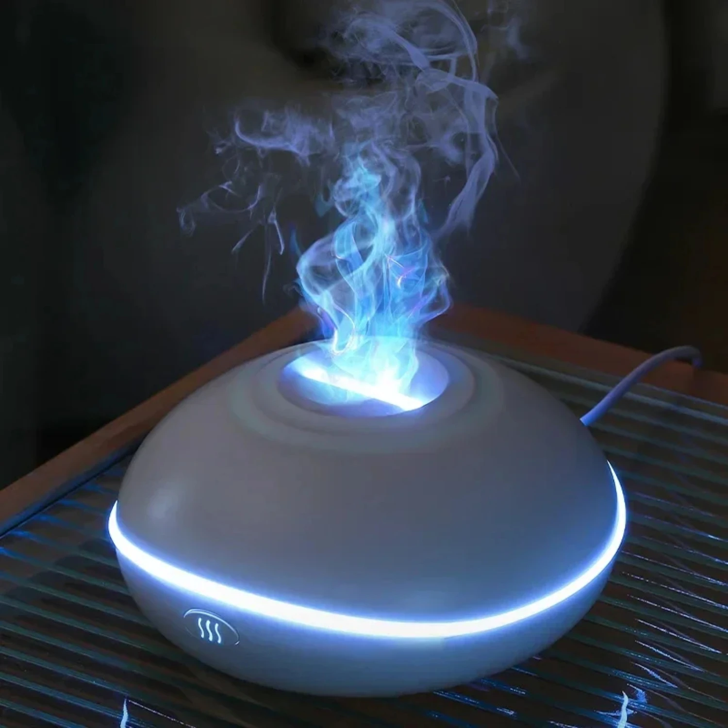 Mini humidificador de aire con lámpara de llama, difusor de aroma de aceite esencial, generador de niebla ultrasónico para aromaterapia, LED de 7 colores, nuevo