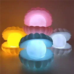 1-4 Pack Shell Pearl Night Light Clamshell Mist Night Lights Streamer Mermaid Fairy Shell Night Lamps Bedroom Bedside Lamp