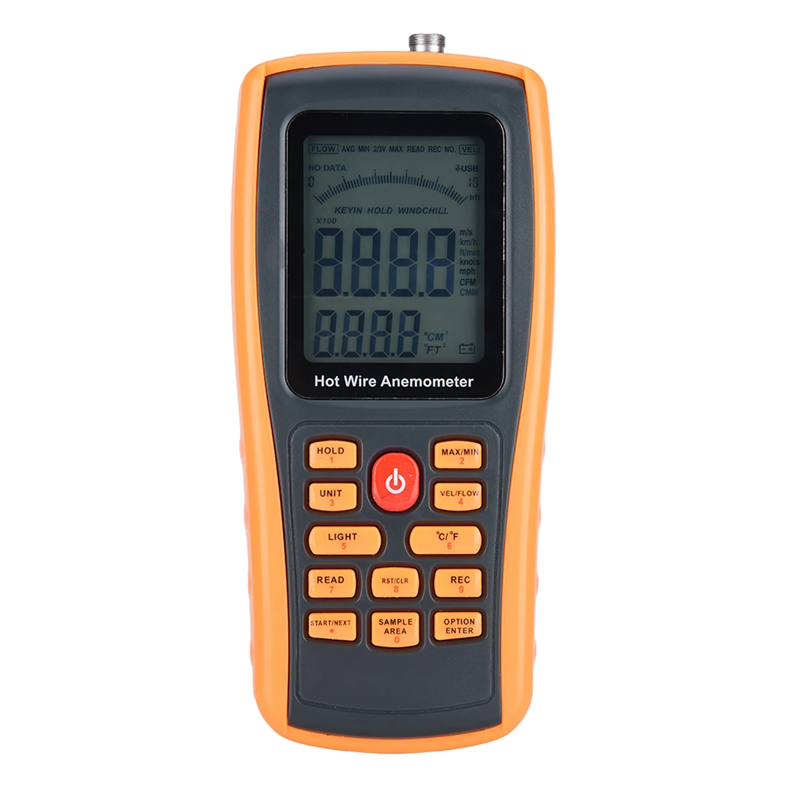 Anemómetro de alambre caliente Anemómetro digital GM8903 Medidor de temperatura de velocidad del viento de cable caliente digital portátil Anemómetro Medidor de velocidad del viento