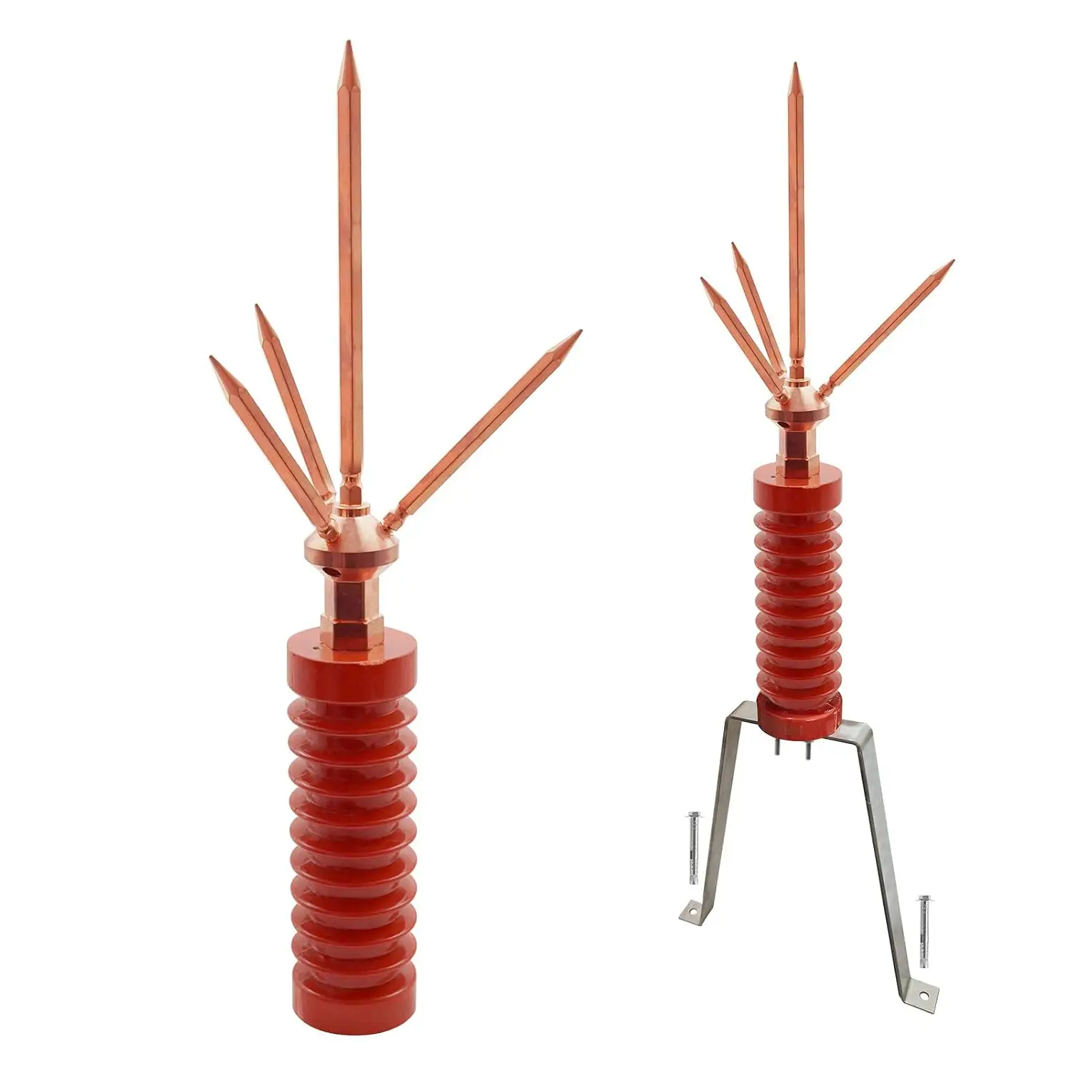 Pure copper insulated lightning rod for lightning protection on the roof of the factory building