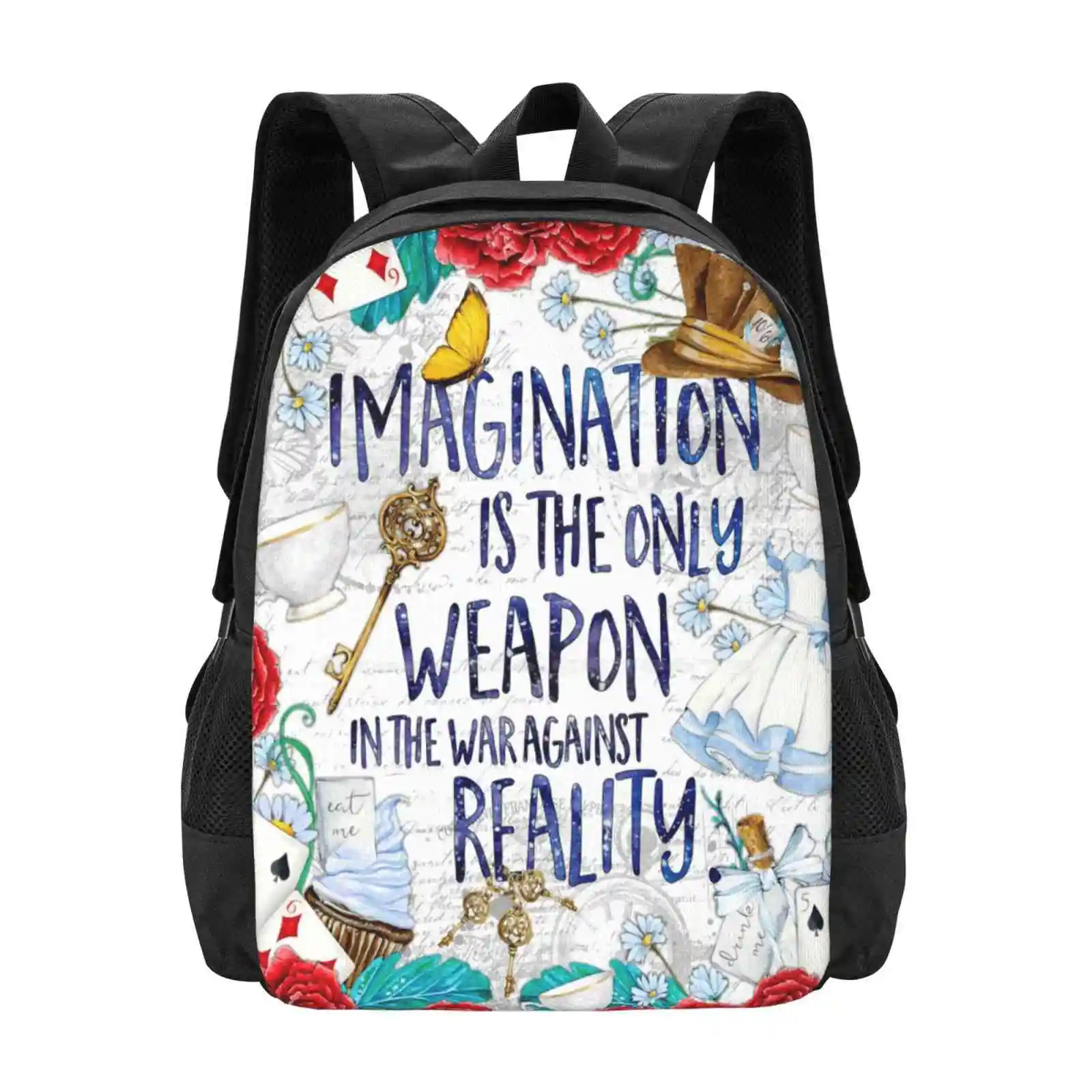 Alice In - Imagination Pattern Design Bag Student'S Backpack Books Alice In Book Quote