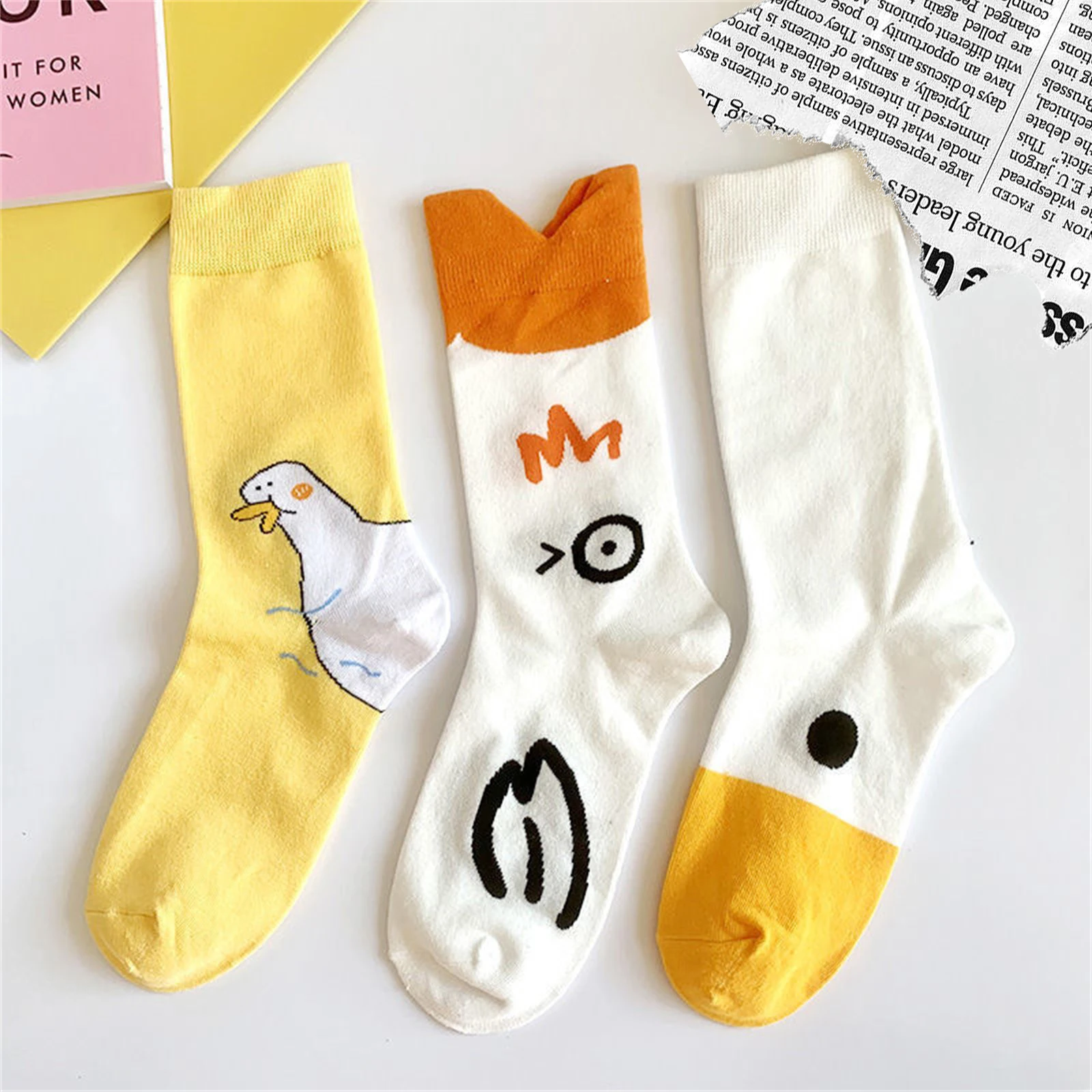 Women Men Funny Socks, Soft Elastic Cute Duck Print Ankle Socks Casual Socks Gift