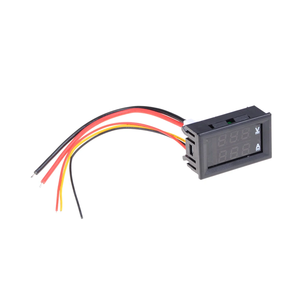 มาตรวัดแรงดันไฟฟ้า10A DC 100V แอมป์มิเตอร์สีน้ำเงิน + ไฟ LED สีแดง