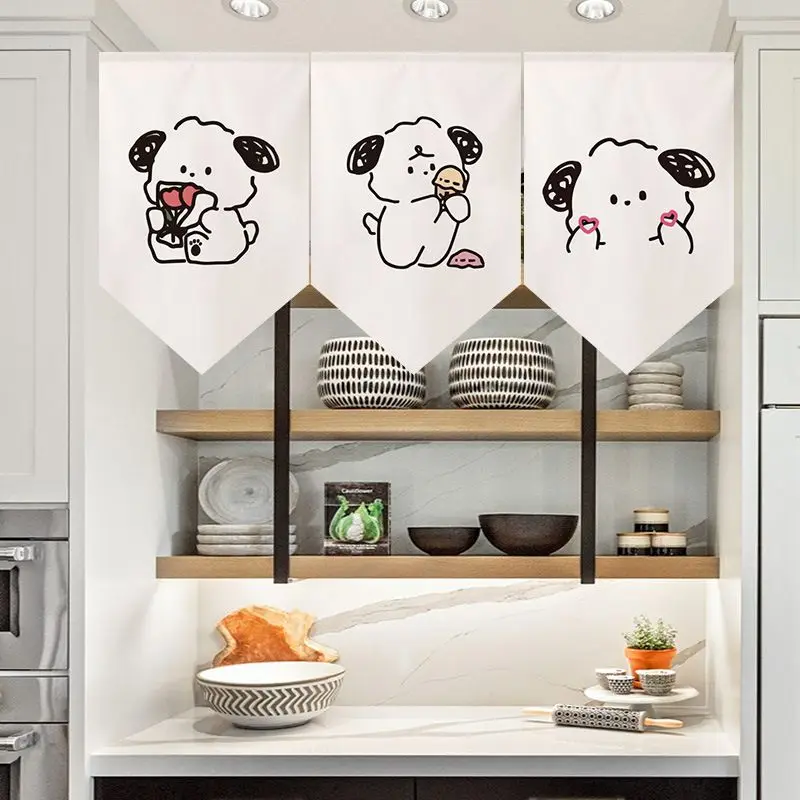 VIKAMA Cute Cartoon Tiger Puppy Triangle Hanging Flag Noren Curtain Kitchen Entrance Partition Banner Home Wall Decor
