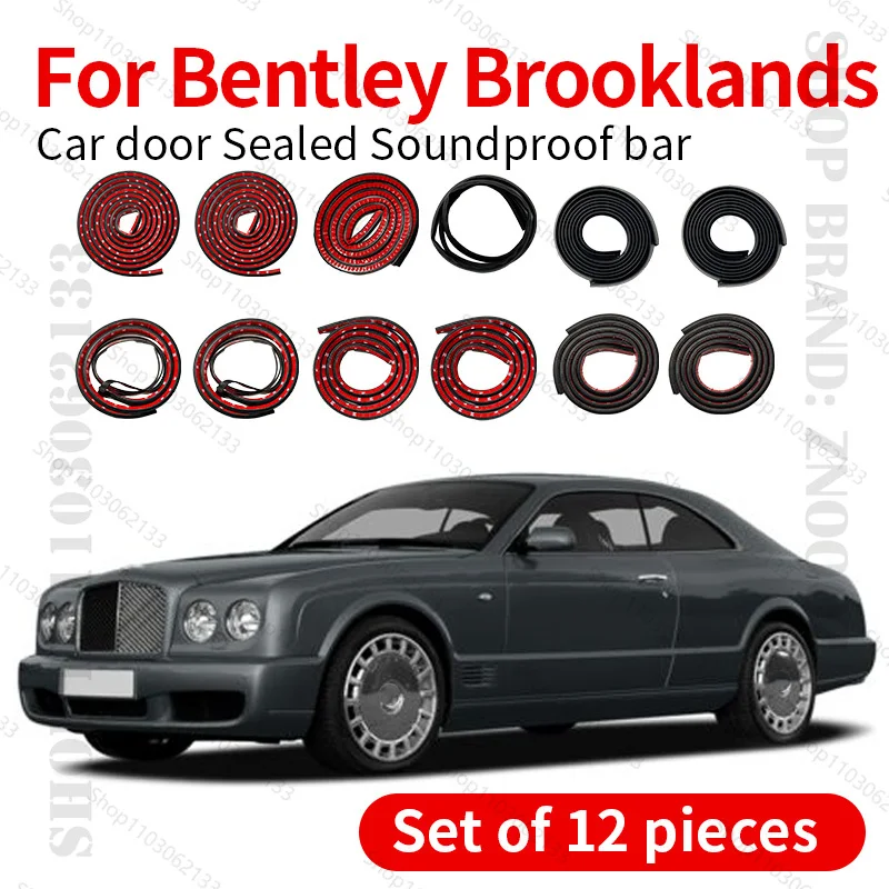 

For Bentley Brooklands Car Door Seal Strip Rubber Double Layer Sealing Protector Soundproof Strip Dustproof Seal Strip 12PCS Set