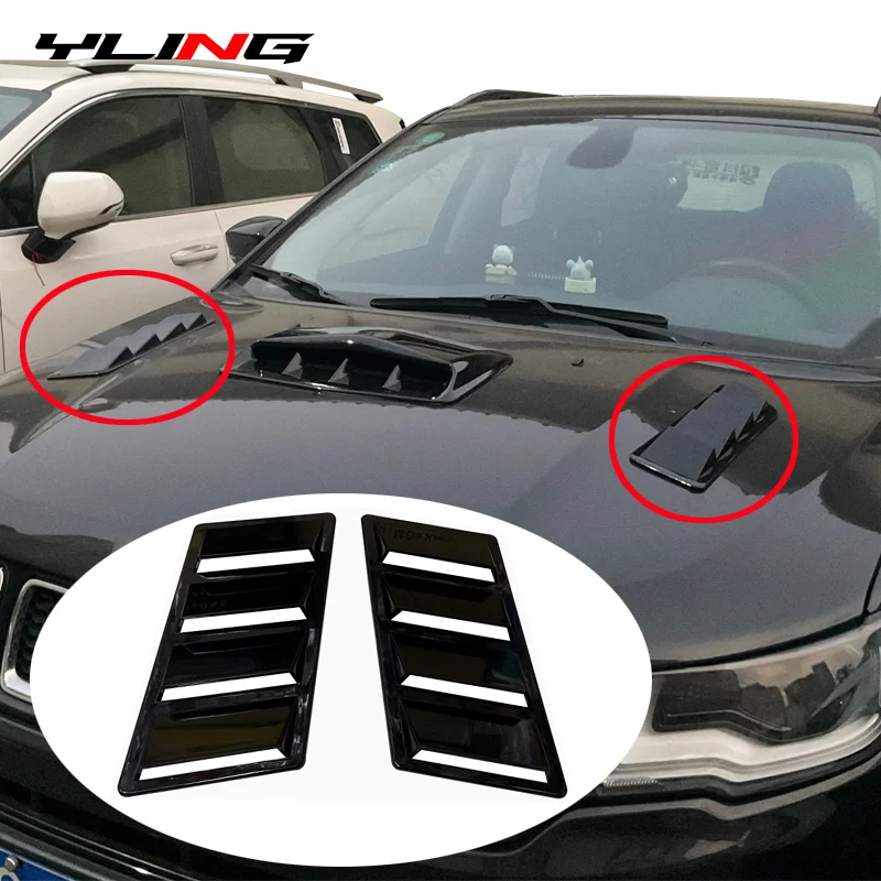 2pcs Universal Car Front Hood Scoop Bonnet Air Flow Intake Vent Body Decoration For Audi BMW Honda Toyota SUV Accessories