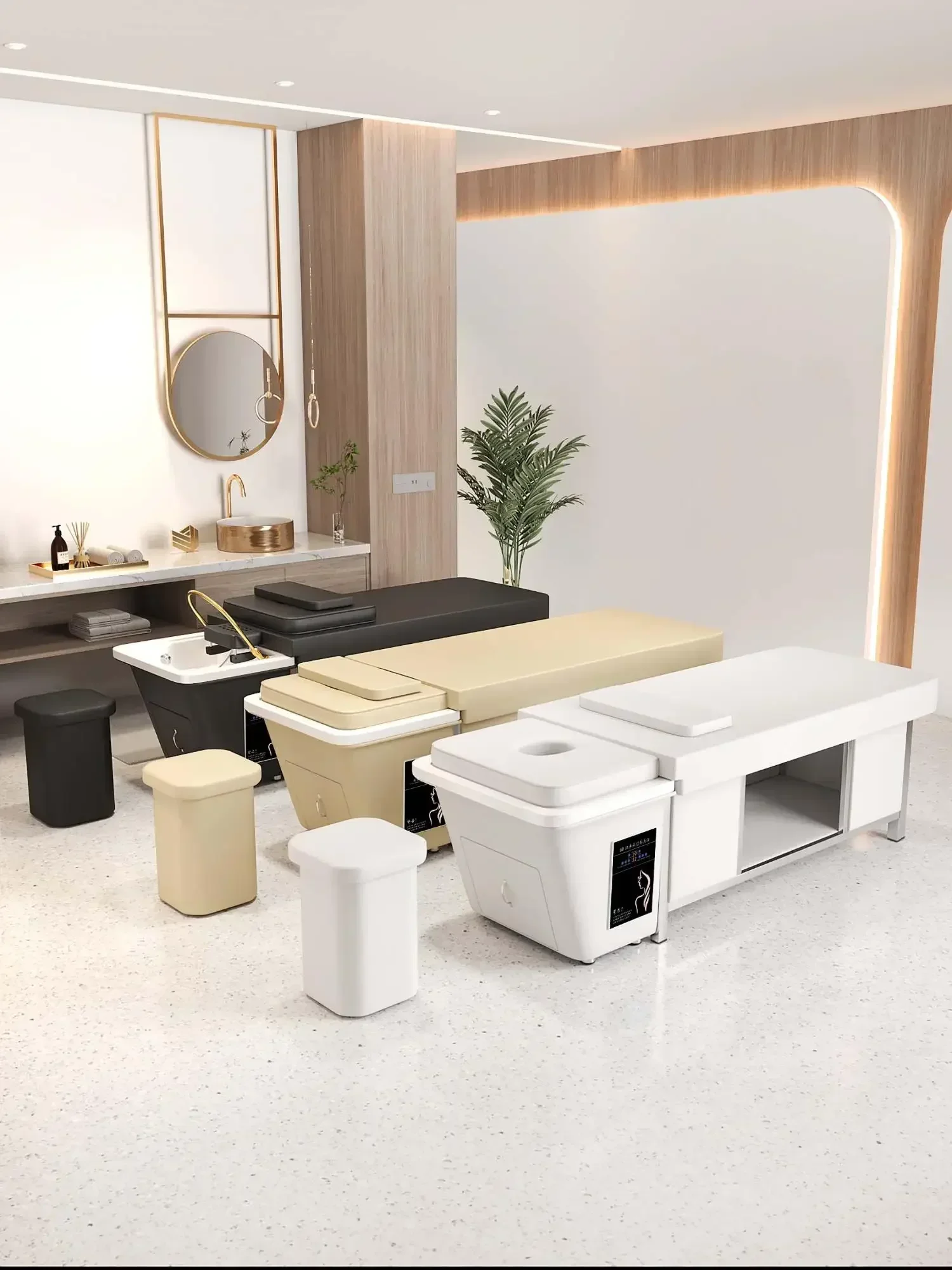 Thai Style Hair Care Shampoo Bed - Stainless Steel Frame, Intelligent Constant Temp. Water Circulation.