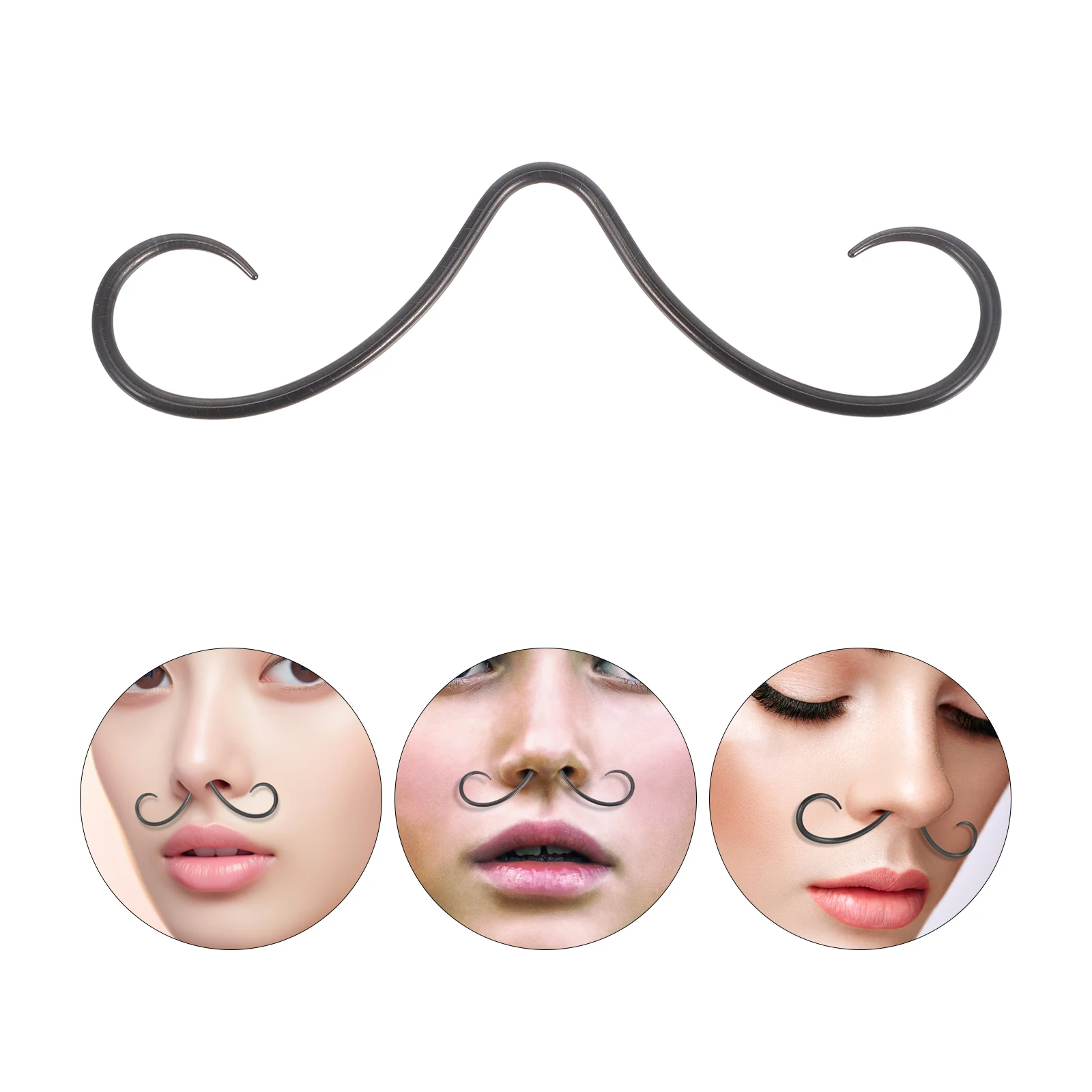 Mustache Nose Ring Septum Ring Piercing Ring Stainless Steel Nose Ring Piercing Jewelry Punk Goth Nose Mustache Hanger Decors