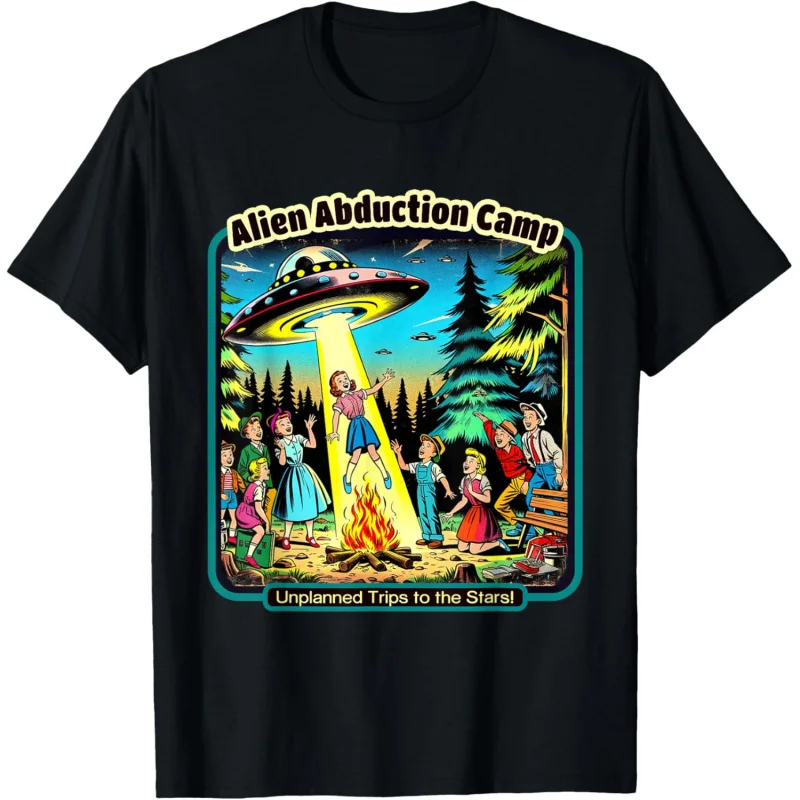 

Funny Vintage Alien Abduction Camp UFO Alien T-Shirt