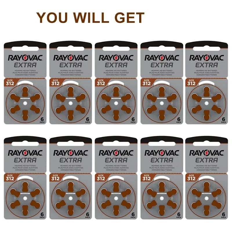 Zinc Air Hearing Aid Batteries 1.45V 312 A312 312A PR41 6-60PCS for BTE CIC RIC OE Hearing Aids