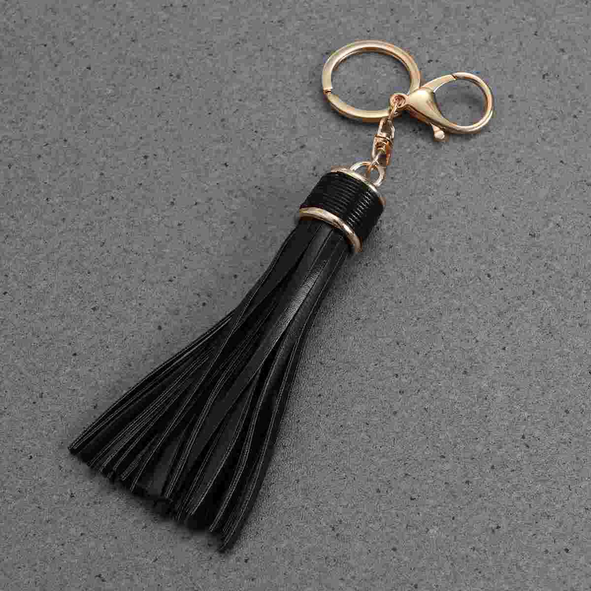 PU Tassels Key Chain Women Keychain Bag Pendant Car Key Chain (Black) tassel bag charm tassel car keychain