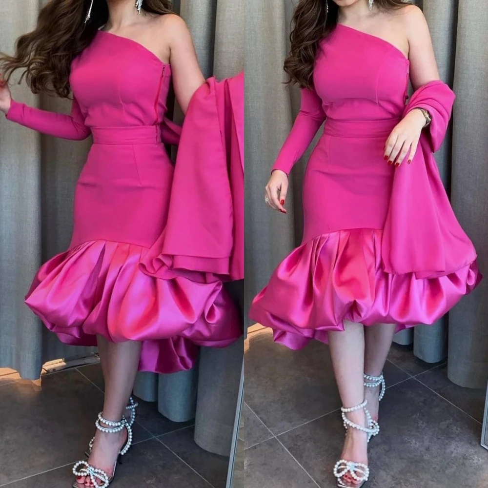 

Exquisite Asymmetrical One-Shoulder A-line Prom Dresses Formal Ocassion Gown Stole Satin birthday dress for women luxury 2023