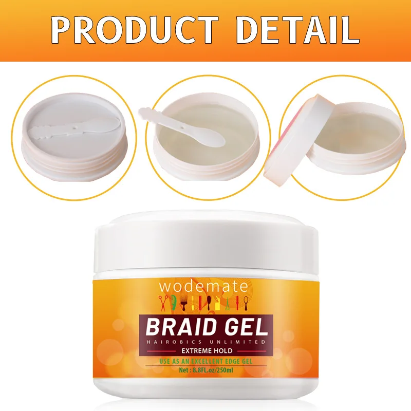 Hair Braiding Gel Long Lasting Styling Waxes Cream Smooth Hold Styling Edge Control Anti-Frizz Braids 250ml