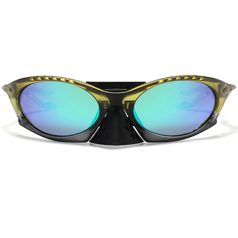 المتضخم Steampunk النظارات الشمسية الرجال العلامة التجارية تصميم مرآة فاسق نظارات شمسية للرجال الذكور الصيد نظارات رياضية UV400