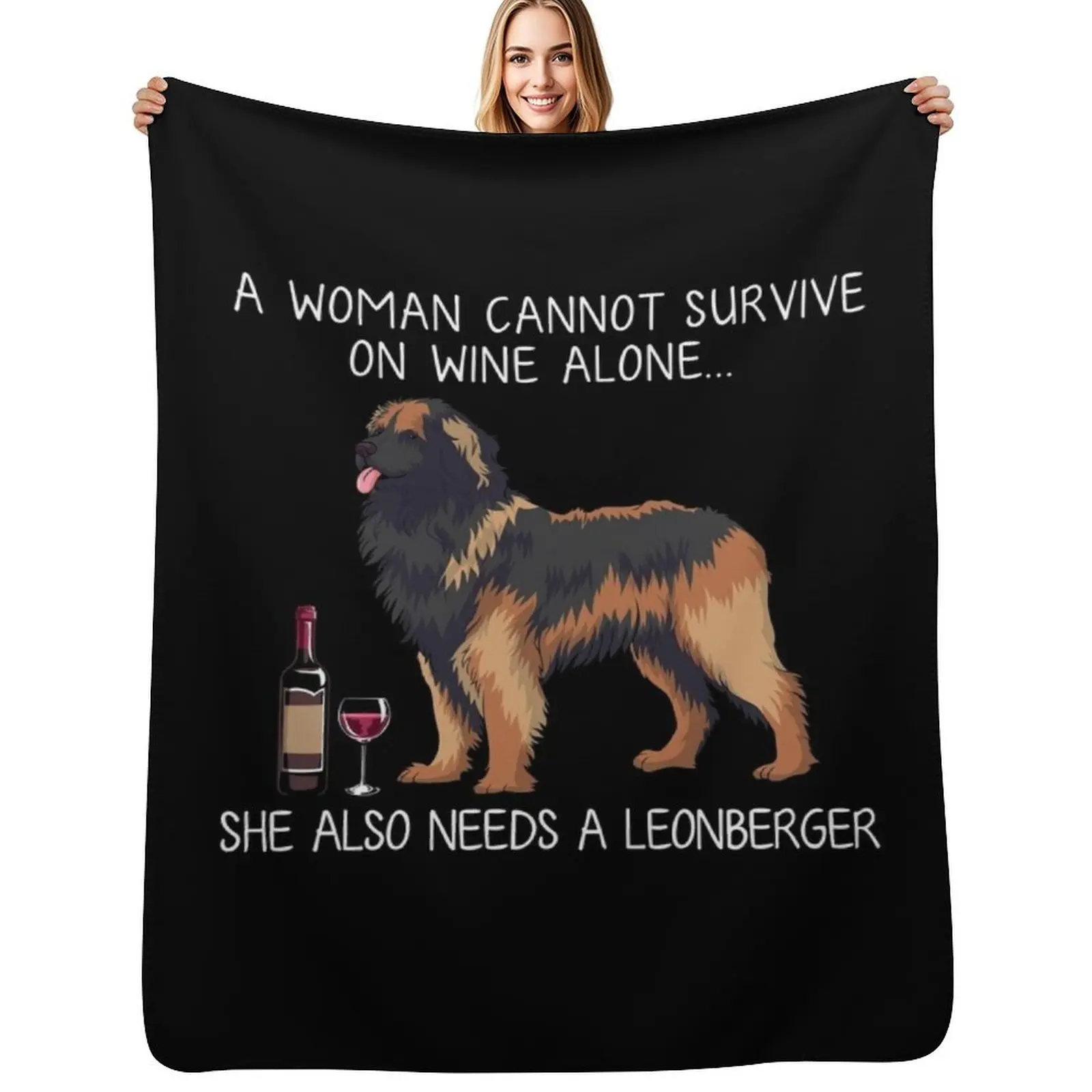 

Leonberger and wine Funny dog Throw Blanket Bed Soft Plaid For Baby Blankets For Baby Blankets