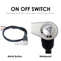 Motorcycle Switch Handlebar Mount Push Button 12V Work Light Red LED ON+OFF Metal Button Dual Flash Switch With Light Circle