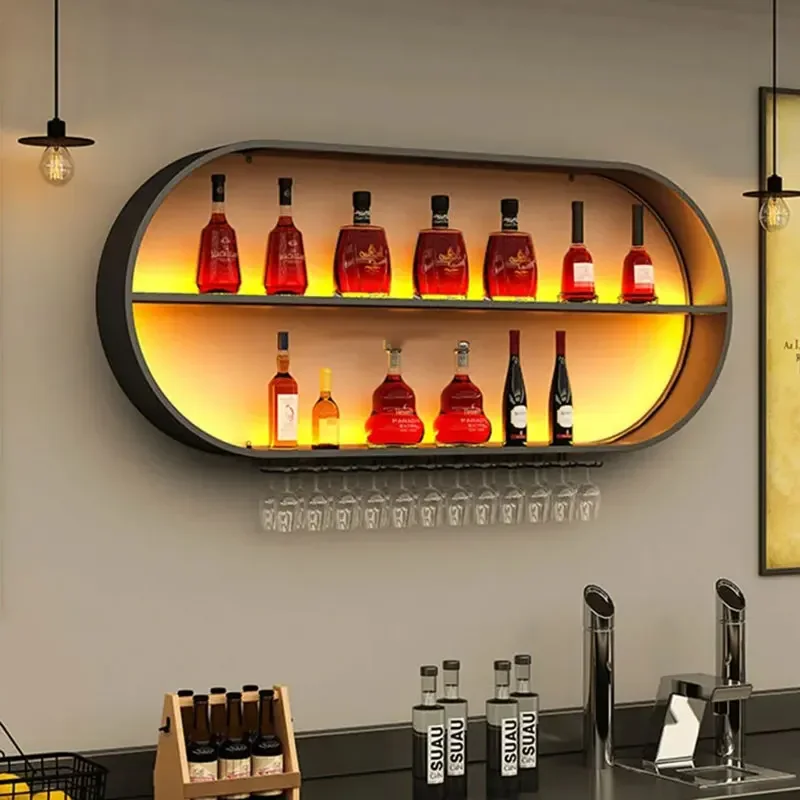 Minimalista Gabinete Display Wall Wine Rack, prateleira moderna, chique armazenamento titular, casa e bar móveis