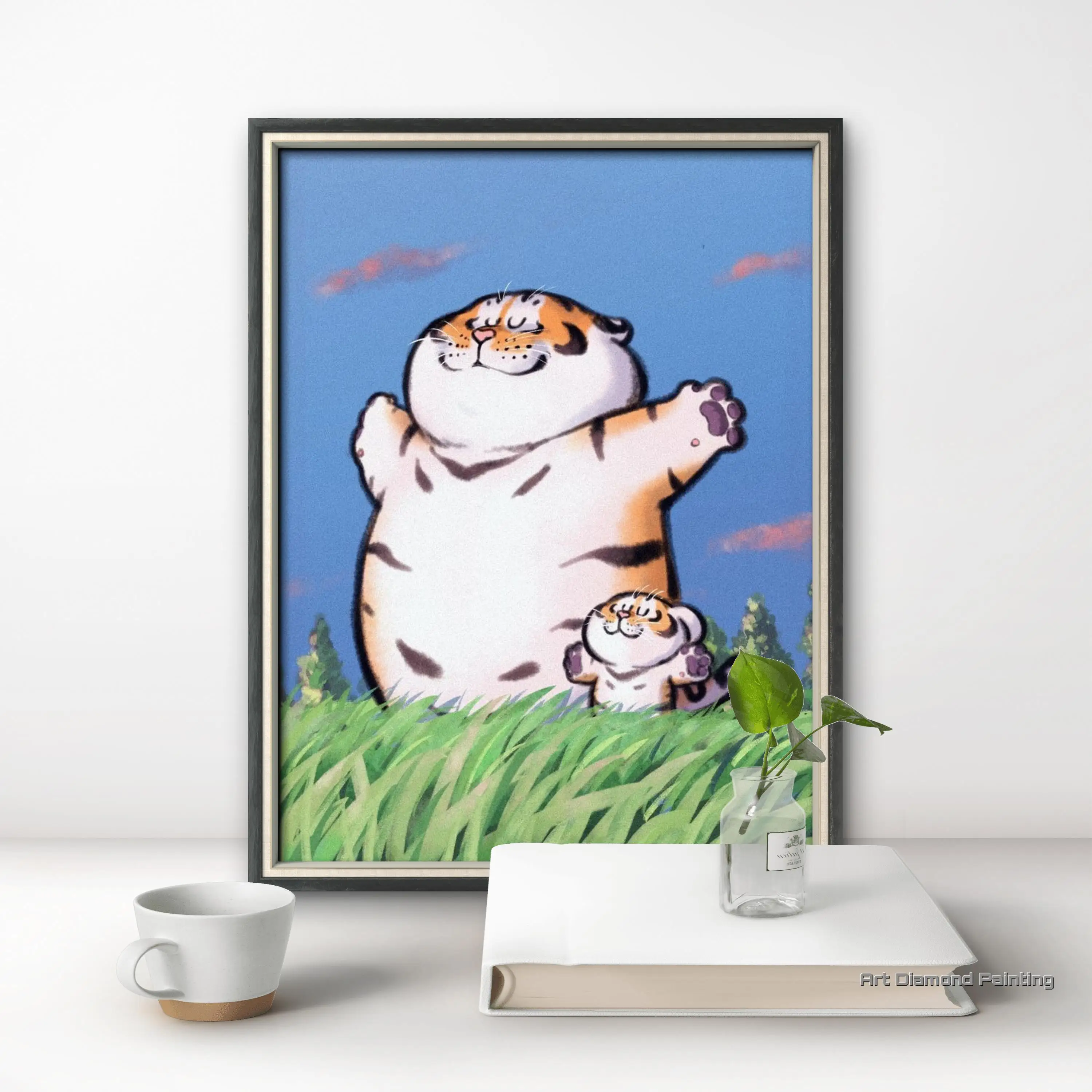 Cute Fat Tiger 5D DIY AB Diamond Painting Mosaic Cute Tiger Animal Art Cross Stitch Rhinestones Handmade Embroidery Home Decor