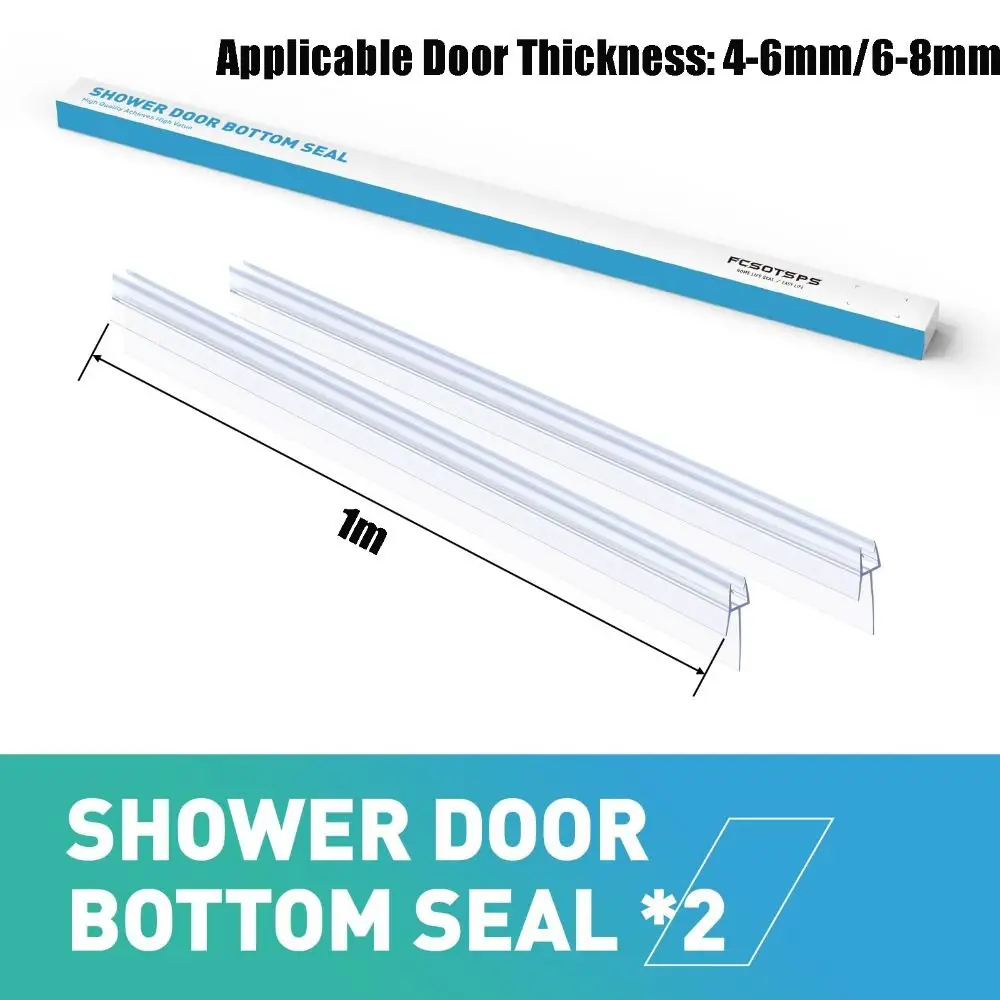 2 قطعة دائم 1 متر دش الباب أسفل الختم مقاوم للماء واضح بولي كلوريد الفينيل فرملس دش الباب ختم لاصق خالية دش الباب الاجتياح الحمام