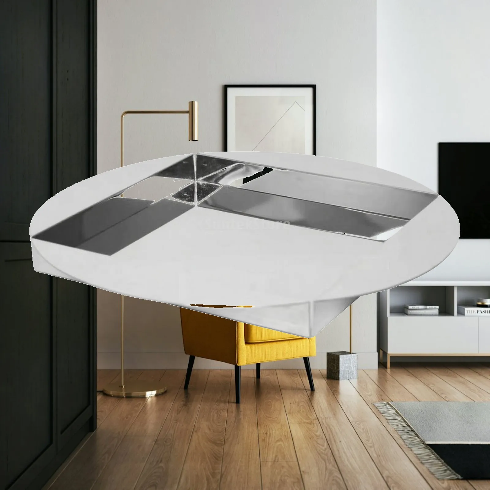 Stainless Steel Tray Minimalist Geometric Tray Silver Large for Coffee Table, Vanity