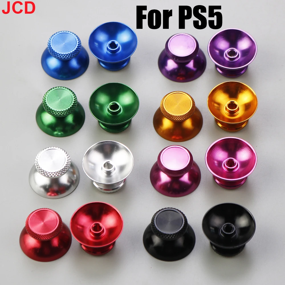 JCD 1pair=2pcs Aluminum Metal Analog Joystick thumb Stick Grip Cap For PS5 Controller Gamepad Rocker Caps Thumbstick Accessories