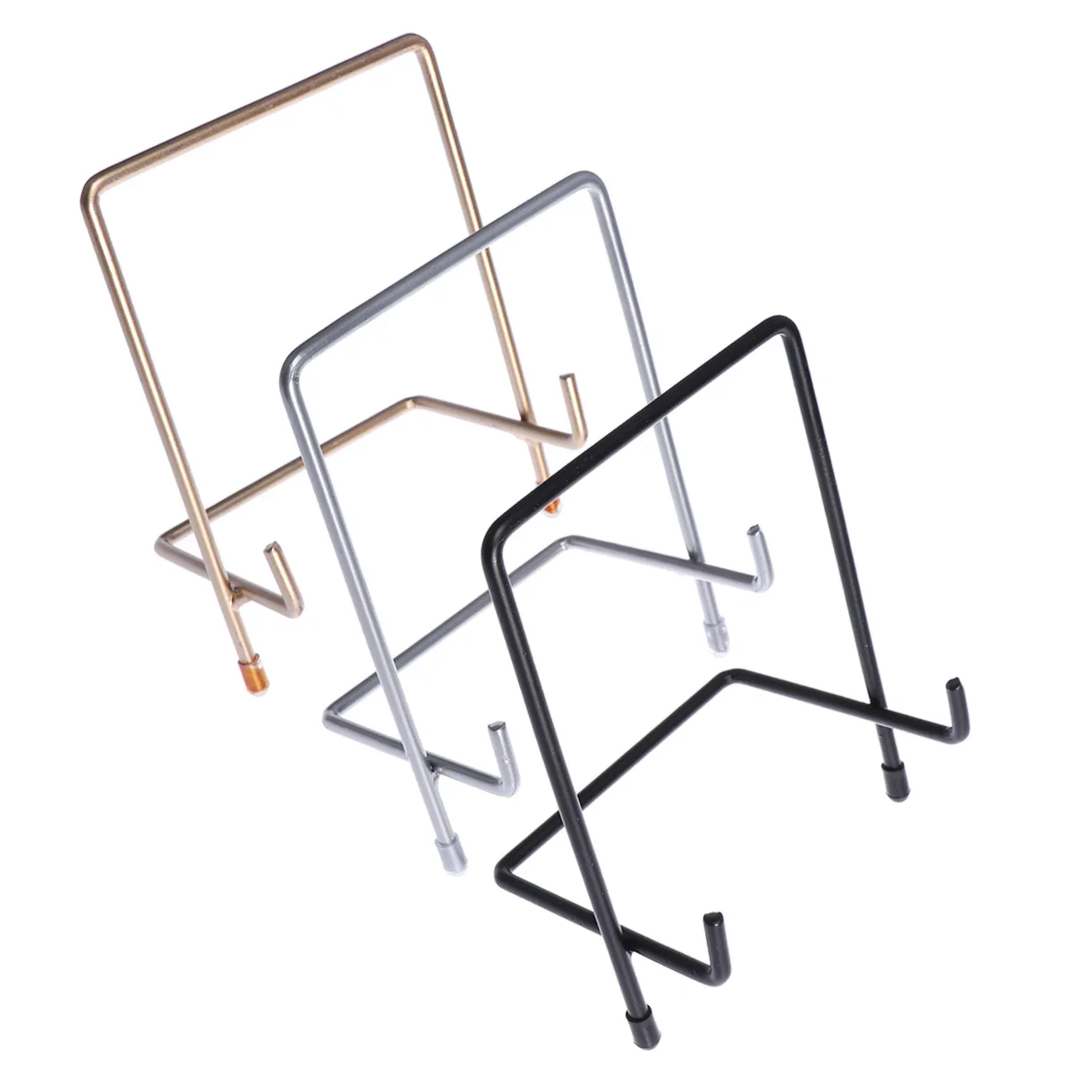 

3pcs Geometric Metal Display Stand Rack for Books Journals Plates Decor Home Office Corrosion Resistant Simple Design