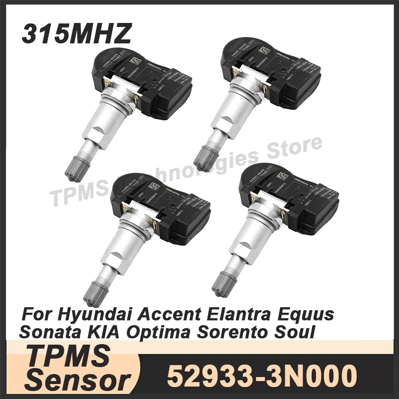 

4 шт. 315 МГц датчик давления в шинах TPMS для Hyundai Accent2012-2017 Sonata 2011-2014 52933-3N000 52933-2M550