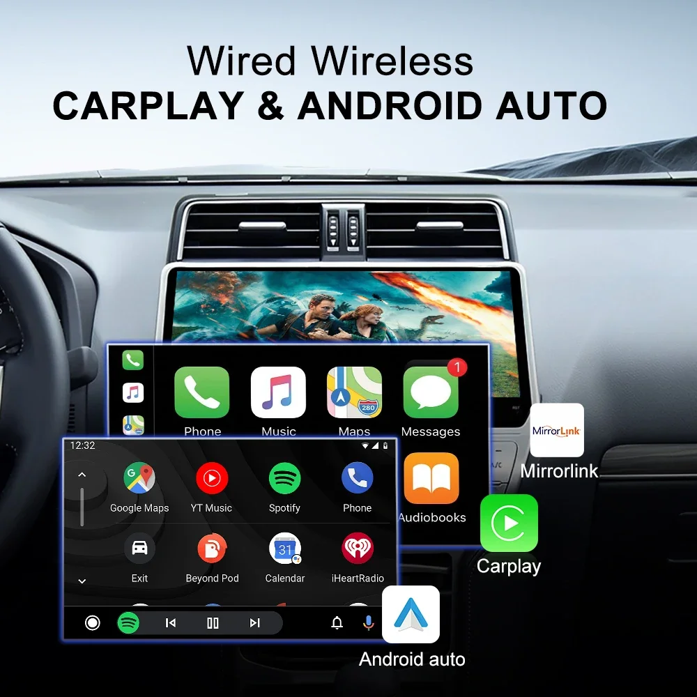 Autoradio da 12,3" per Toyota Land Cruiser Prado 150 2018-2024 Android 13 Wireless CarPlay Android Auto Navi GPS Unità principale HDMI