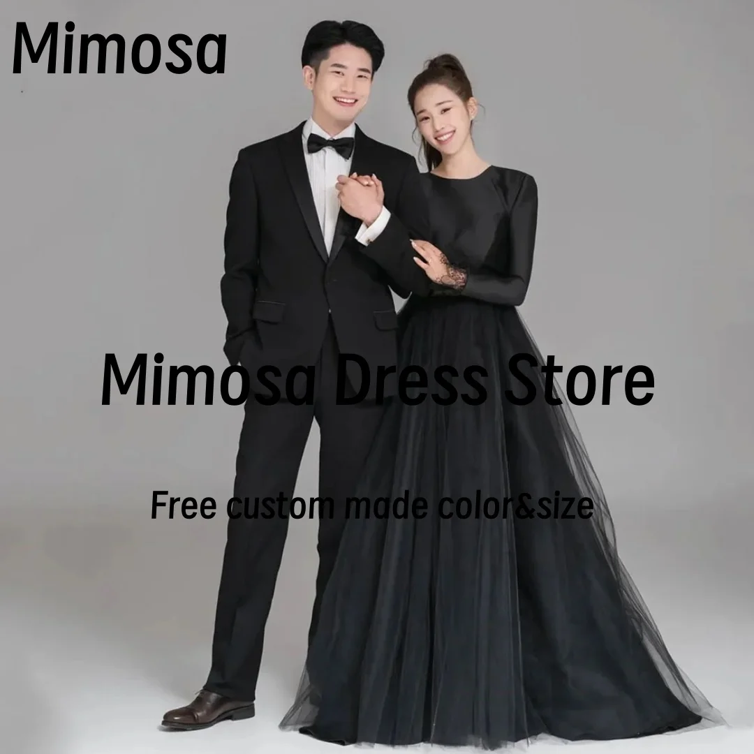 Mimosa Sexy Open Back Women's Evening Dresses 2025 Long Sleeves Prom Dress Soft Tulle Formal Party Bridal Gowns Customized