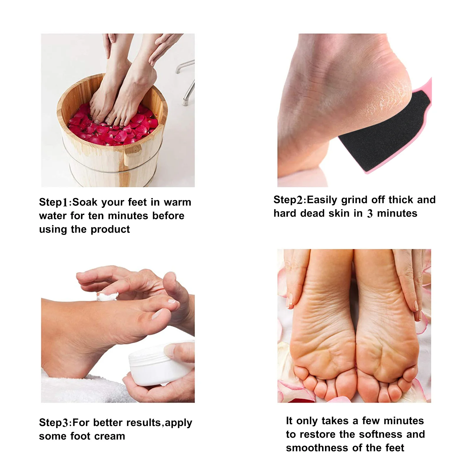 

2Pcs Foot File Pedicure Tool Double-Sided Durable Callus Remover Dead Skin Foot Exfoliating Tool Ergonomic Handle