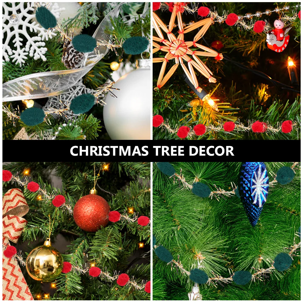 

2 Rolls Glitter Pom Pom Ribbon Bright Metallic Trim Ball Fringe for Christmas Tree Decoration DIY Crafts Gift Wrap Party Decor