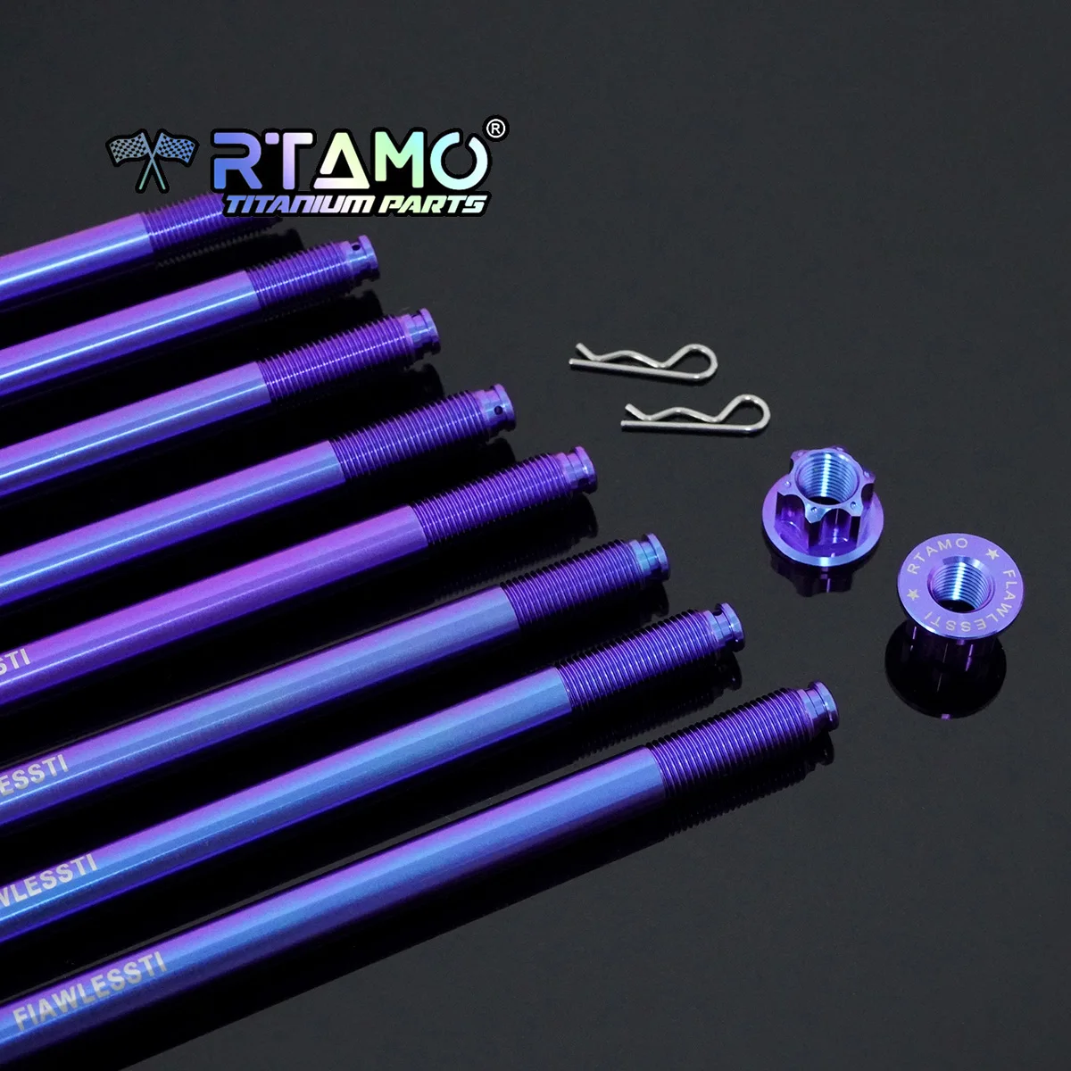 RTAMO Gr5 Titanachse M12X 225–330 mm M12 Mutter mit Clips TC4 vorne hinten Welle für Motorrad-Radachse – Detail 5