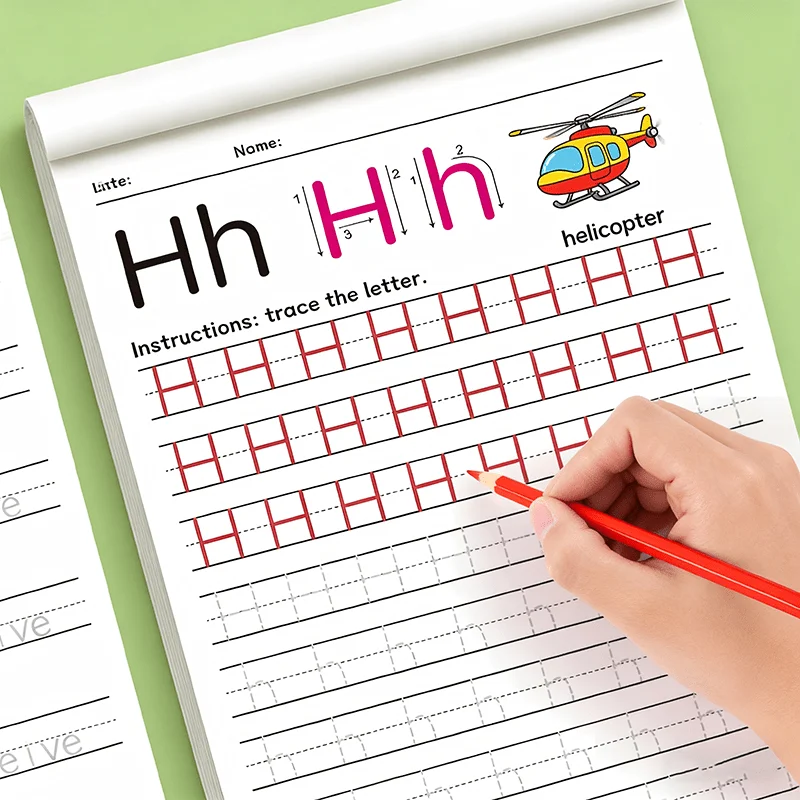 Letter Aa Tracing Worksheet with Apple Pattern, Preschool English Handwriting Practice Paper for Toddler Homeschool Learning