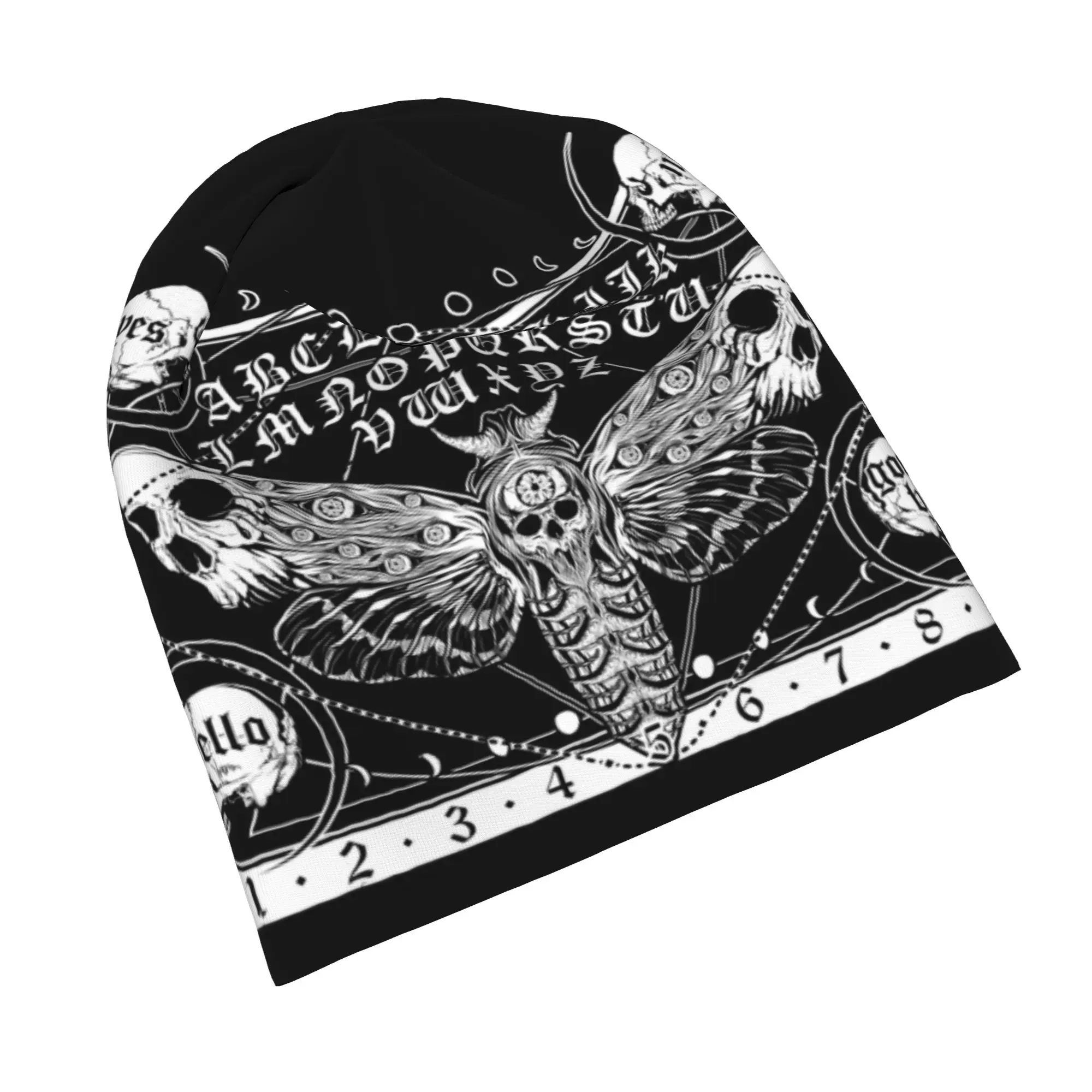 Death Moth Spirit Board Mystical Skullies Beanies Hats Ouija Board Skull Halloween Men Women Ski Cap Warm Dual-use Bonnet Hat