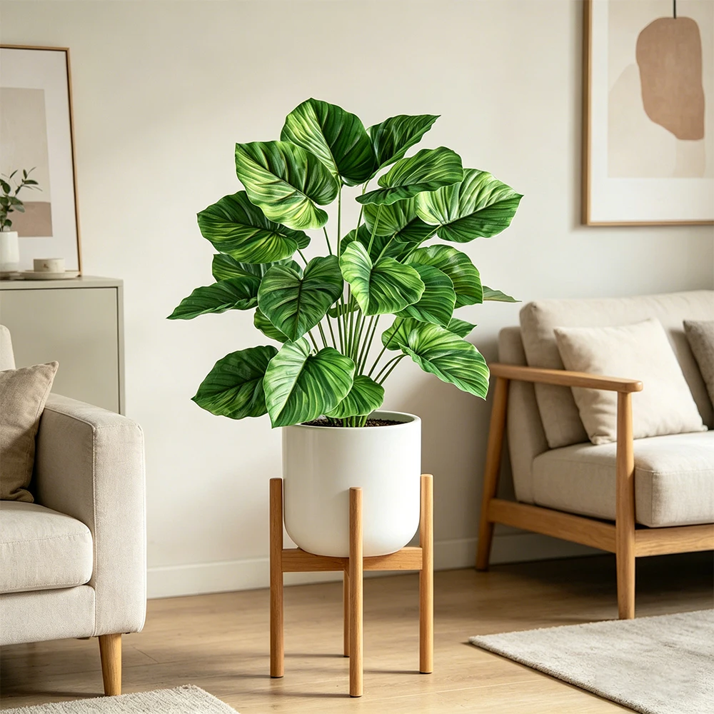 47-75 cm große künstliche Palme, künstliche Monstera-Pflanzen, tropische grüne Plastik-Alocasia-Baumblätter für Heim, Büro, Außendekoration