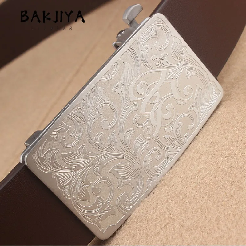 35/38mm Pure Titanium Anti-Allergy Rustproof Engraved Grass Pattern Belt Buckle Men's Leather Belt Toothless Auto Buckle Head