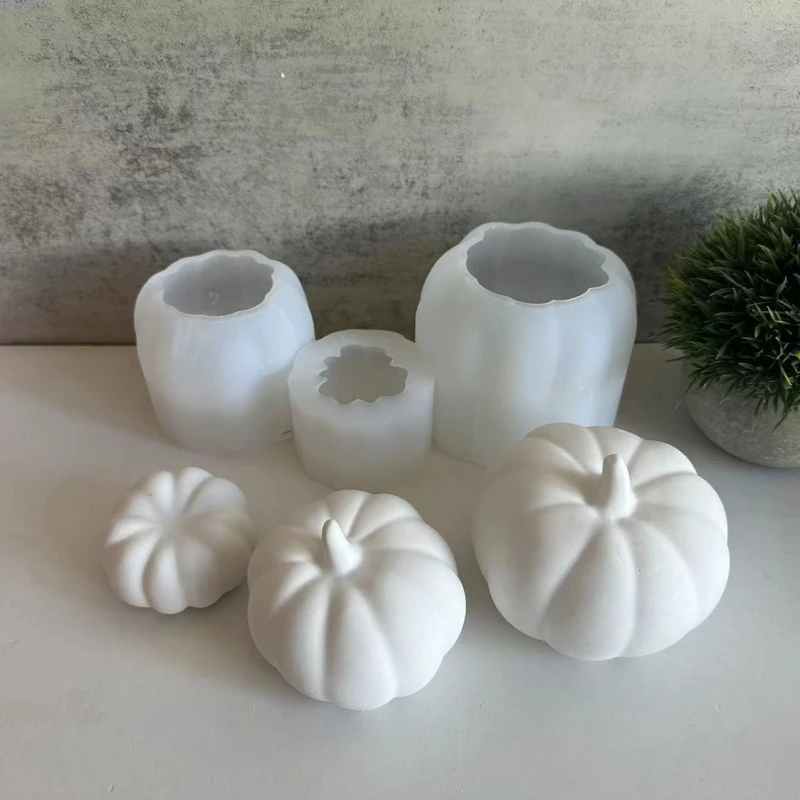 

Large Medium and Small Pumpkin Gypsum Aromatherapy Candle Mold DIY Halloween Pumpkin Ornament Silicone Molds For Resin