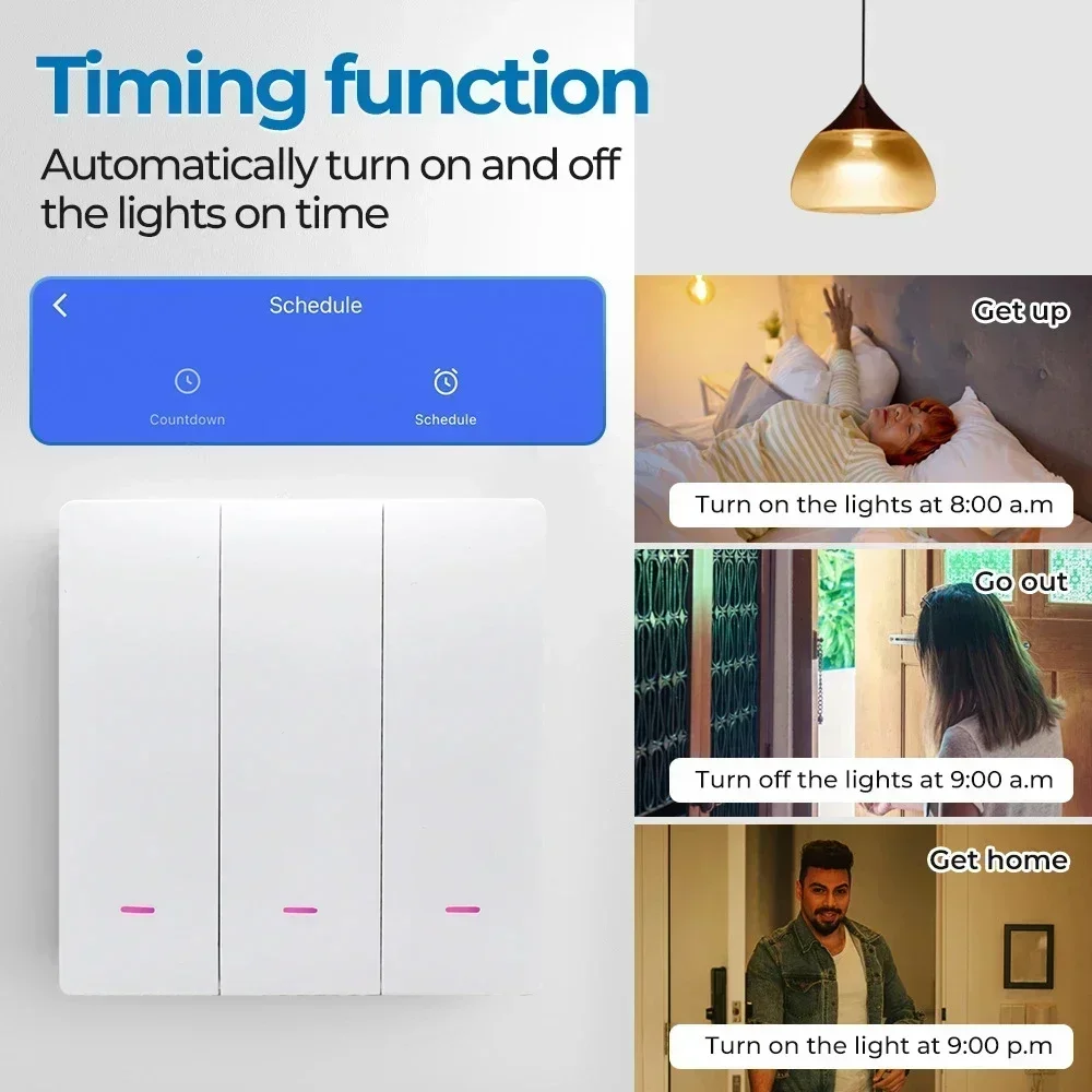 Tuya-interruptor de luz inteligente Zigbee, botón pulsador No/con cable neutro, interruptor de pared, necesita Zigbee Gateway, funciona con Alexa, Google Home Z2M