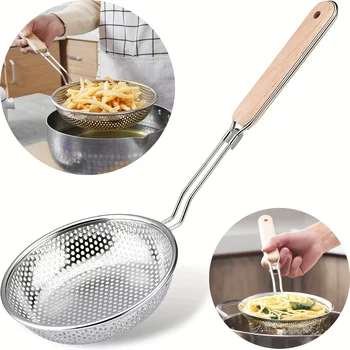 Stainless Steel Fine Mesh Skimmer Spoon for Noodles Spaghetti Colander