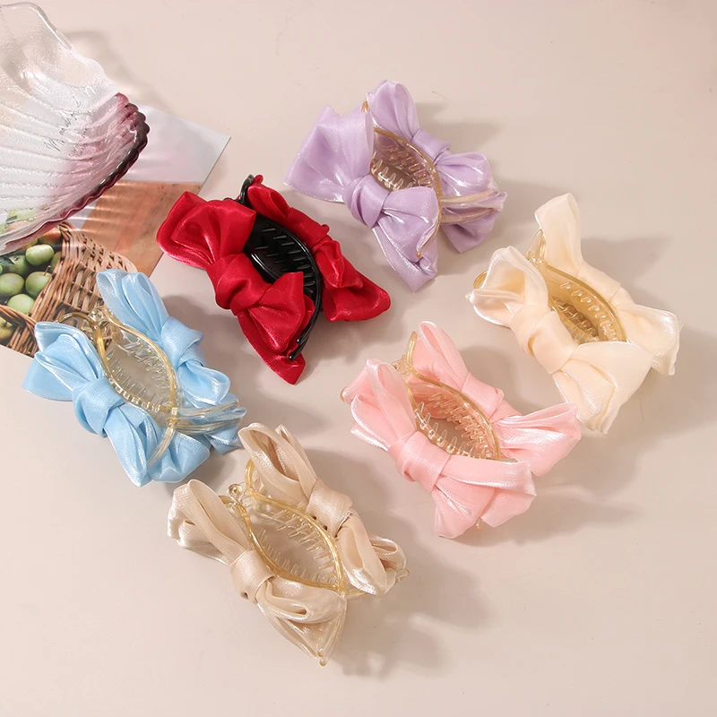 New Elegant Bow Pill Head Grip Clip Korean Temperament Hair Clip Female Ponytail Braid Clip Fashion Headdress For Women Girls