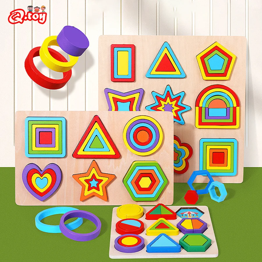 

Wooden Montessori Toy Children Color Shape Geometry Cognition Sorting Board Game Learning Education Toys for Kids Teaching Aids