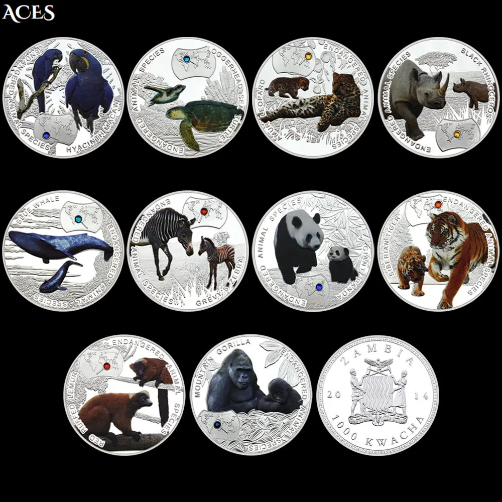 2014 Years Zambia 1000 Kwacha Coin Rare Animal Commemorative Coin In Capsule Art Worth Collection Festival Gift