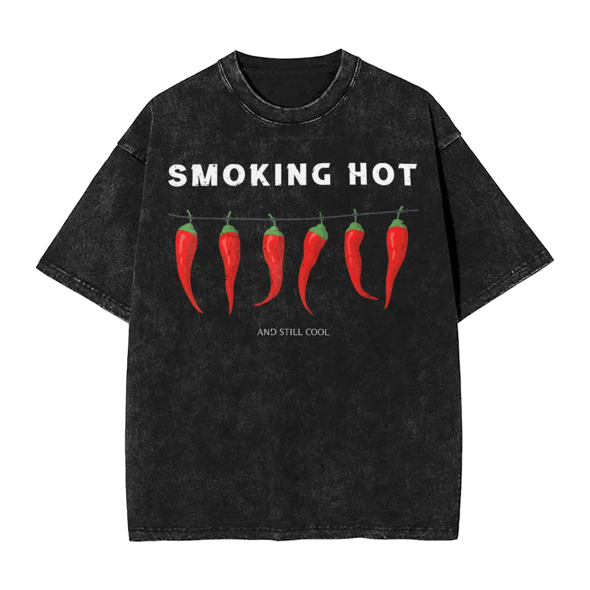 Oversized T Shirt Smoking Hot and Still Cool Funny Hot Pepper Chili Cotton T Shirts Trending Tee Shirt for Man Beach Casual Tees