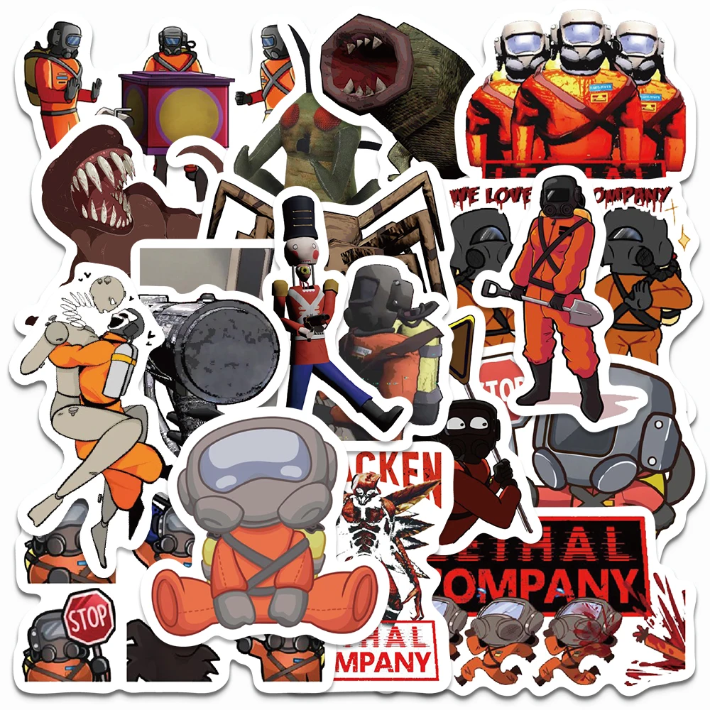 62PCS Cartoon Lethal Company Stickers Cool Game Character DIY Decals For Luggage Laptop Notebook Motorcycle Graffiti Stickers