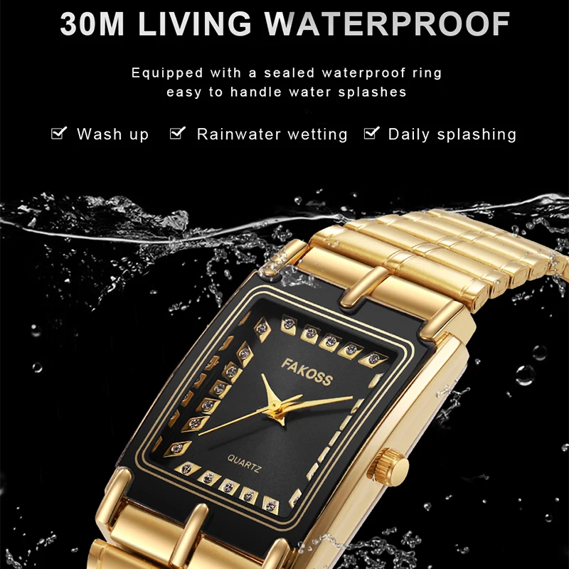 WWOOR Men\'s Watch Top Brand Luxury Watch for Men Business Waterproof Stainless Steel Square Quartz Wristwatch Relogio Masculino