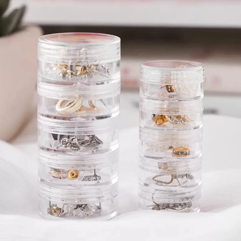 High Quality Multilayer Cosmetics Tray Dust Box Portable Earring Storage Box Earring Ring Transparent Jewelry Stand Holder