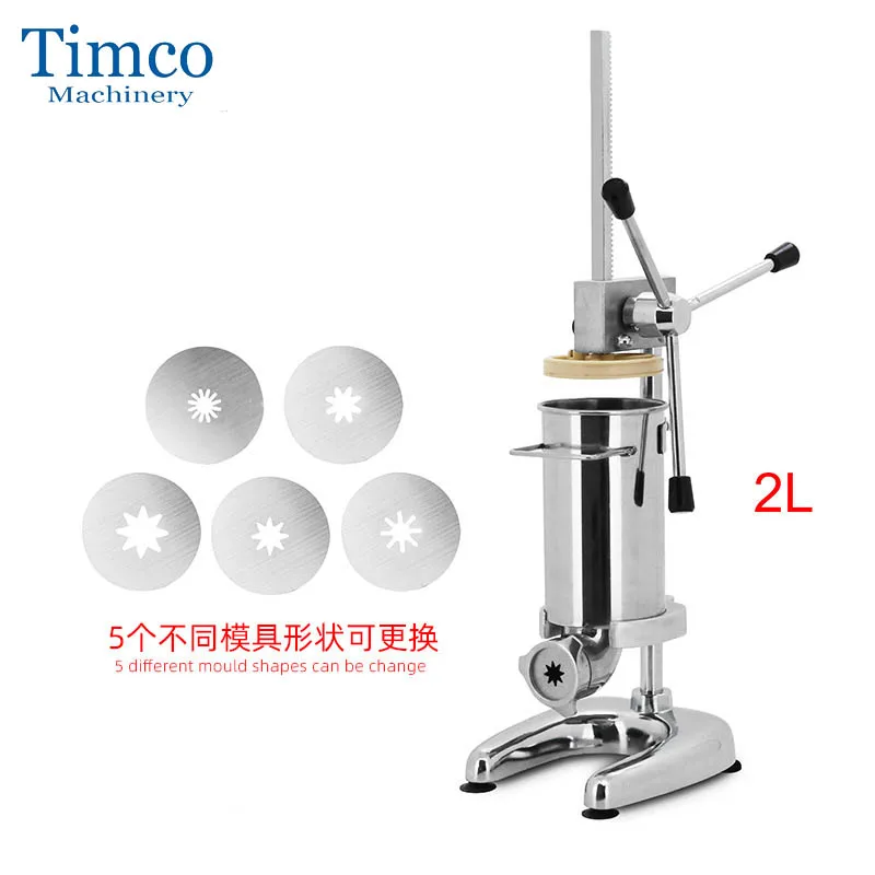 TIMCO Manual Spanish Churro Maker 2L Small Commercial Stainless Steel Churros Making Machine Homemade Churros Filler Machine