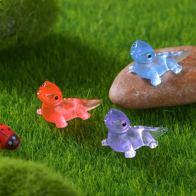 6pcs New Cute Luminous Naughty Little Lizard Micro Landscape Gardening Small Ornaments Cartoon DIY Material Resin Crafts